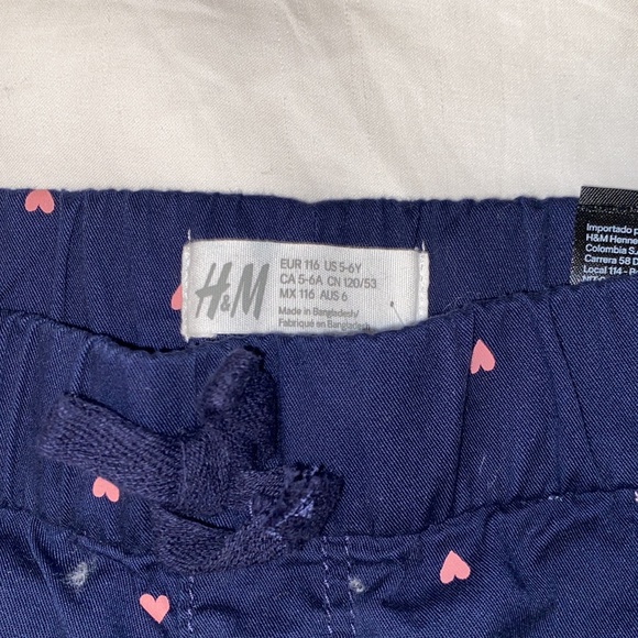H&M heart navy blue pants Girls size 5/6 - Picture 3 of 5